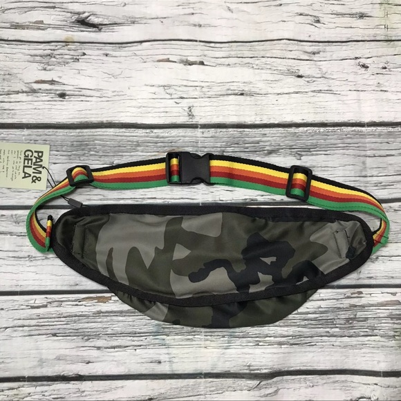 NEW Pam & Gela Belt Bag Crossbody Fanny Pack Camo Print Grunge Purse NWT $175 - Picture 4 of 12